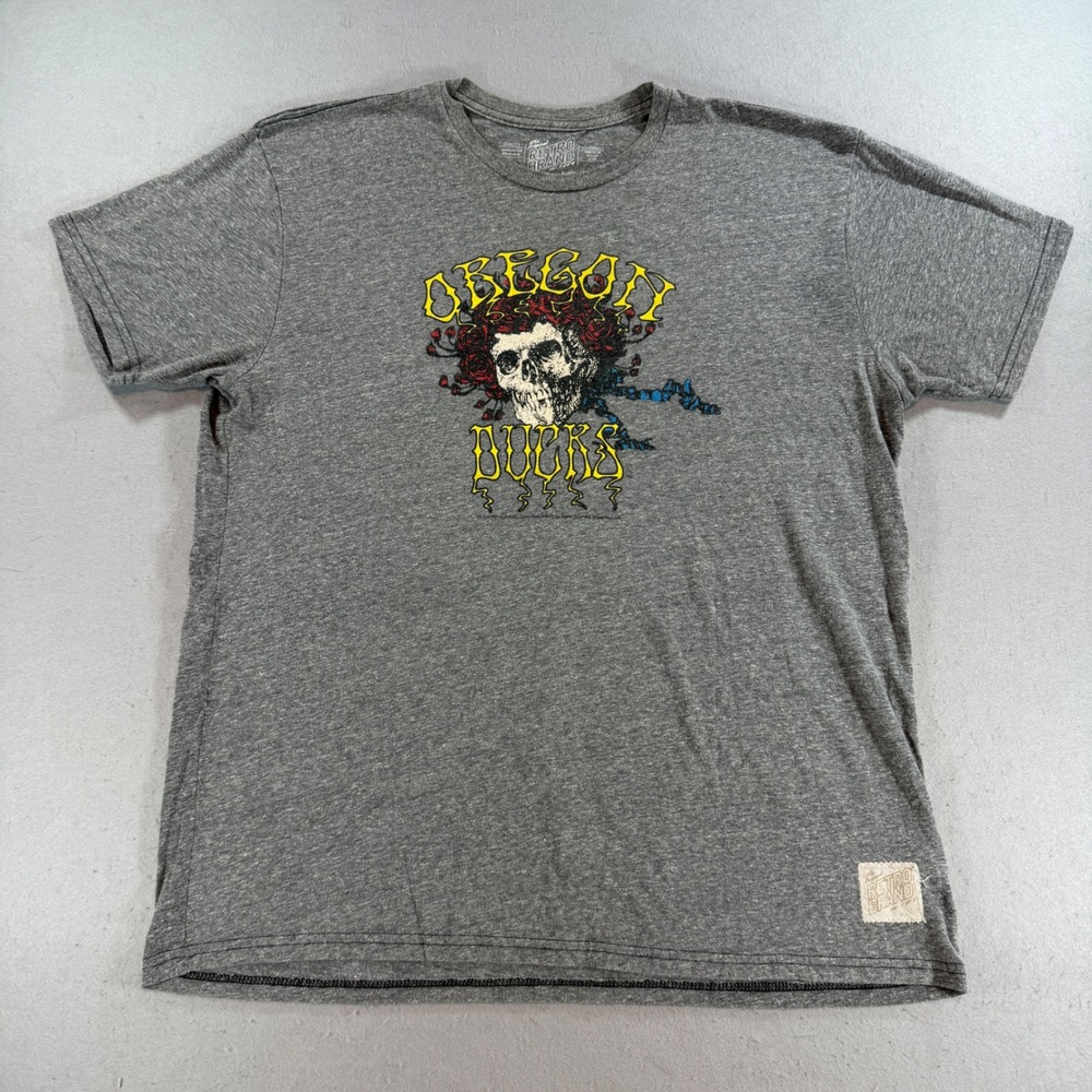 Retro Brand Grateful Dead Oregon Ducks T-Shirt Mens XL Gray Tri-Blend USA